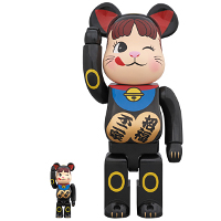 BE@RBRICK 招き猫 ペコちゃん 黒 100％ ＆ 400％