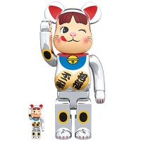 BE@RBRICK 招き猫 ペコちゃん 銀メッキ 100％ & 400％