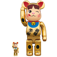 BE@RBRICK 招き猫 ペコちゃん 金メッキ弐 100％ ＆ 400％
